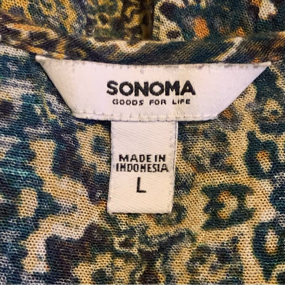 Sonoma Blue Gold Long Sleeve Mini Dress Abstract Print Lightweight Size Large - Picture 5 of 13